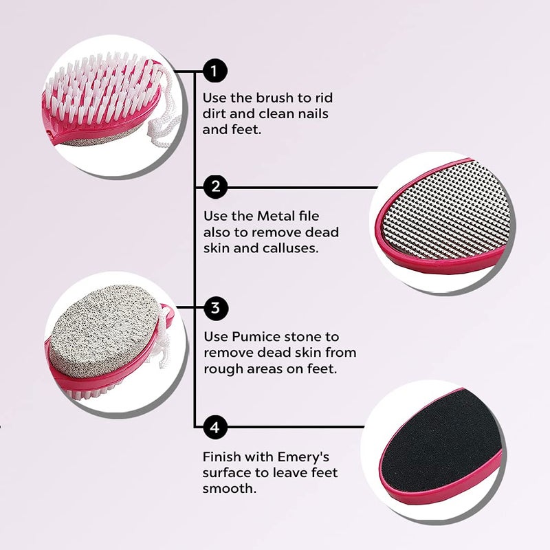 DreamCut 4 in 1 The Pedi Care Stick 4 Sided Pedicure Paddle Metal File and Emery Board Tool with Pumice Stone for Feet by DreamCut - Image 2